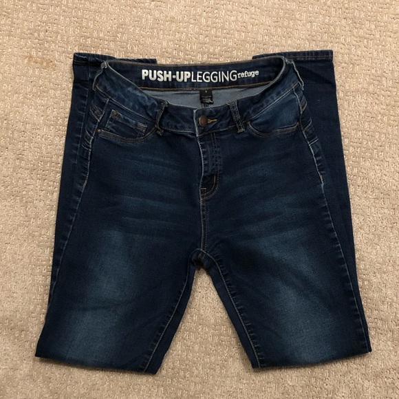 refuge Denim - Refuge | Dark Denim Push-Up Skinny Jeggings, 8